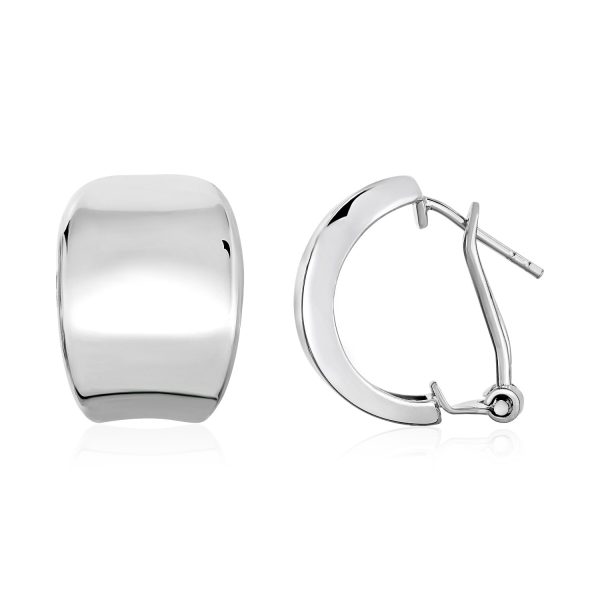 Polished Graduated Width Half-Hoop Earrings in Sterling Silver