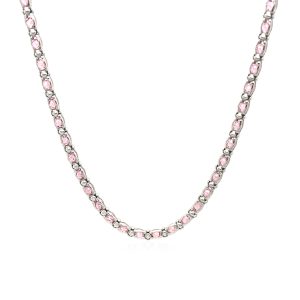 Sterling Silver 18 inch Necklace with Pink Cubic Zirconias