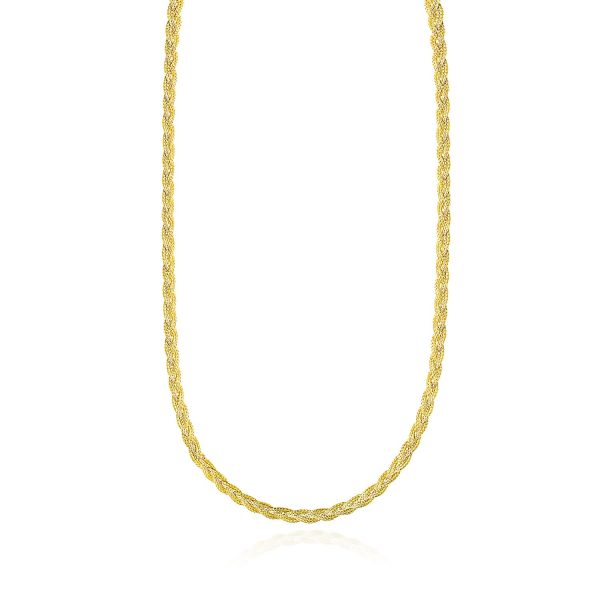 14k Yellow Gold Fox Chain Braided Motif Necklace