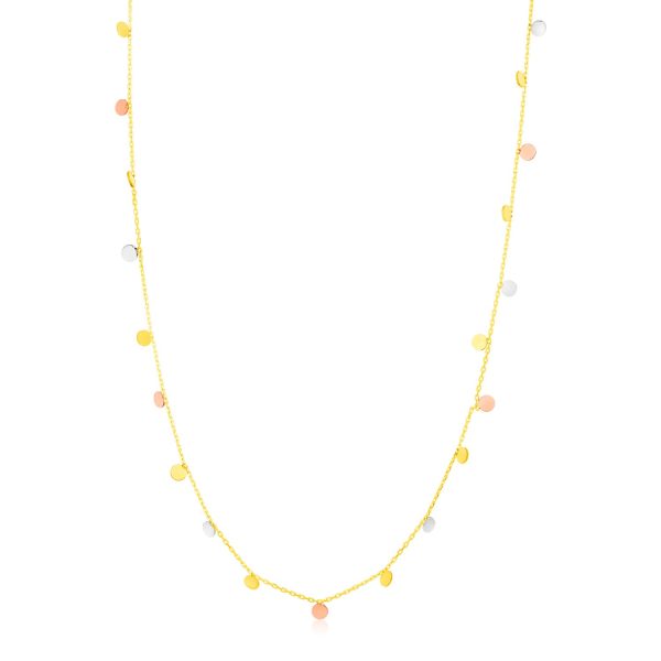 14K Tri Color Necklace with Dangling Circles