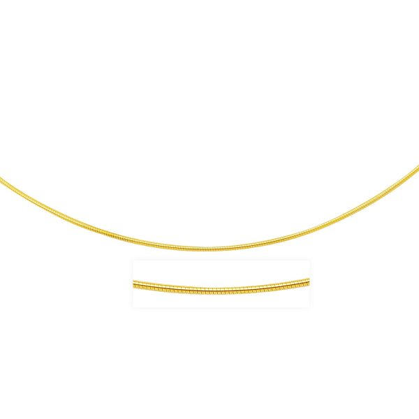 14k Yellow Gold Thin Motif Round Omega Necklace