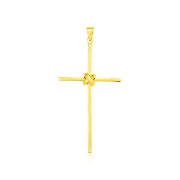 14k Yellow Gold Bar Style Cross Pendant