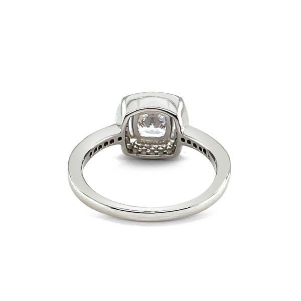 Sterling Silver Square Halo Ring with Cubic Zirconias