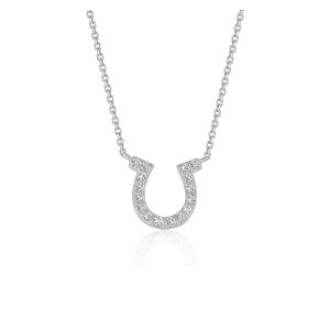 14k White Gold Horseshoe Design Diamond Pendant
