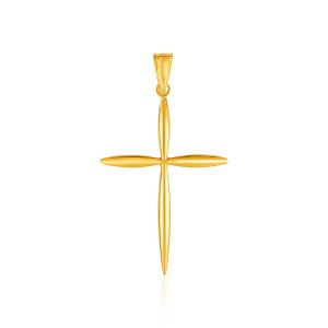 14k Yellow Gold Rounded and Pointed Cross Pendant