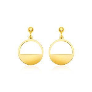 14k Yellow Gold Half Open Circle Earrings