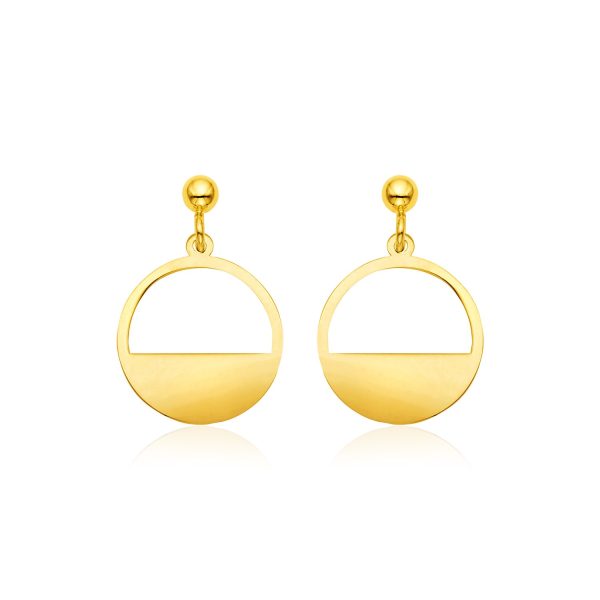 14k Yellow Gold Half Open Circle Earrings