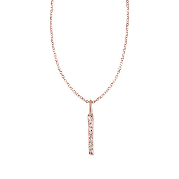 14k Rose Gold Bar Pendant with Diamonds