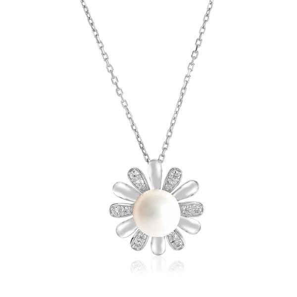 Sterling Silver Pendant with Sun Motif and Freshwater Pearl