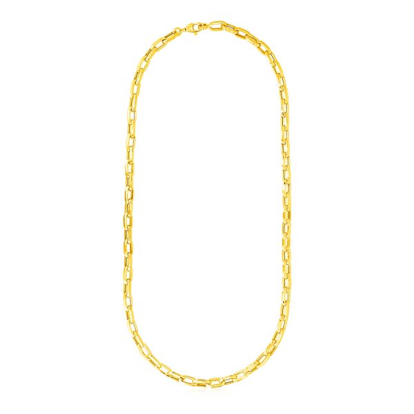 14k Yellow Gold Mens Paperclip Chain Necklace