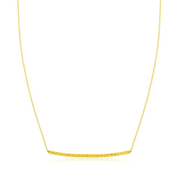 14k Yellow Gold Thin Textured Bar Necklace