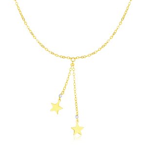 14k Two Tone Gold Lariat Style Necklace with Stars