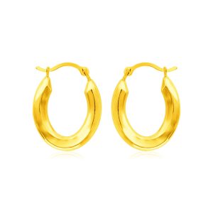 14k Yellow Gold Polished Oval Hoop Earrings