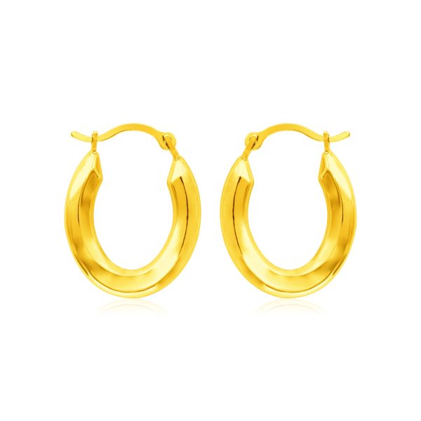14k Yellow Gold Polished Oval Hoop Earrings