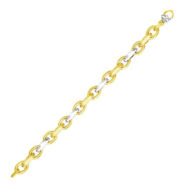 14k Two-Tone Gold Oval and Graduated Link Bracelet