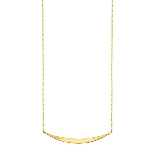 14k Yellow Gold Necklace with Polished Curved Bar Pendant