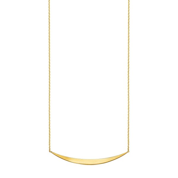 14k Yellow Gold Necklace with Polished Curved Bar Pendant