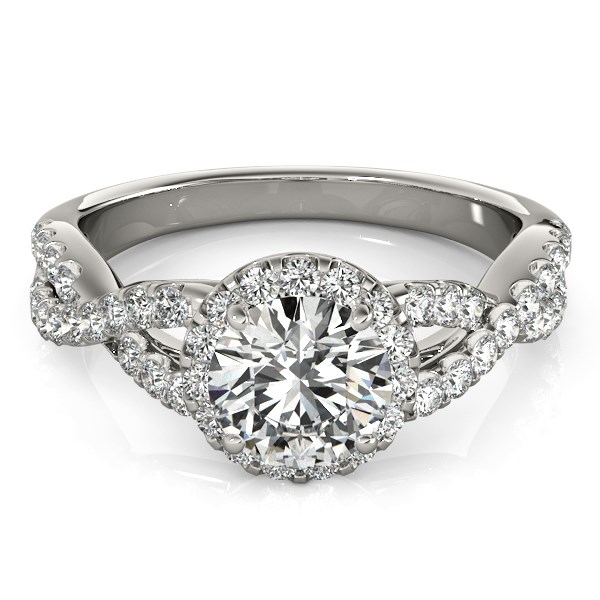 14k White Gold Entwined Split Shank Diamond Engagement Ring (1 1/2 cttw)
