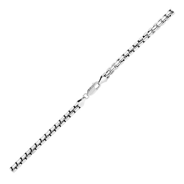 5.2mm Sterling Silver Rhodium Plated Round Box Chain