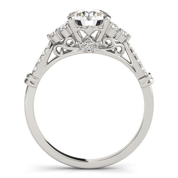14k White Gold Side Clusters Round Diamond Engagement Ring (1 1/8 cttw)
