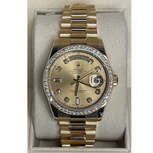 Rolex Day-Date 118238 36mm President 18K Yellow Gold Diamond Bezel & Champagne Diamond Dial
