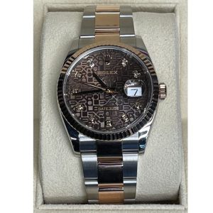 Rolex Datejust 126231 36mm Chocolate Jubilee Dial With Diamond Markers Two-tone 18K Everose Gold & Steel Oyster Fluted Bezel 2021