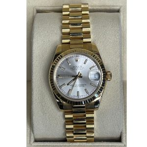 Mint Rolex Datejust 178278 31mm Silver Index Marker 18K Yellow Gold President & Fluted Bezel 2022