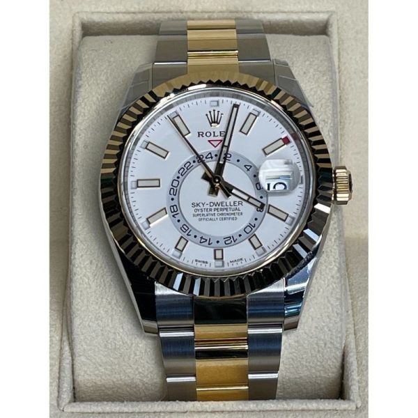 Brand New Rolex Sky Dweller 326933 42MM White Dial Oyster Two-tone Yellow Gold & Steel