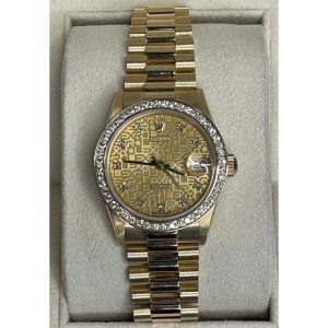 Rolex Datejust 68278 31mm 18K Yellow Gold President Jubilee champagne Dial With Diamonds Yellow Gold Diamond Bezel