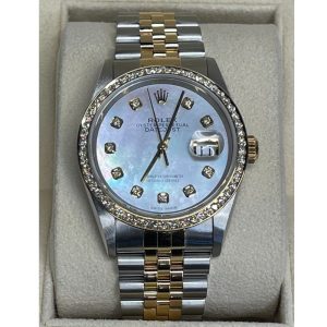 Rolex Datejust 16233 36mm Two-tone Jubilee 18K Yellow Gold & Steel MOP Diamond Dial Yellow Gold Diamond Markers & Diamond Bezel