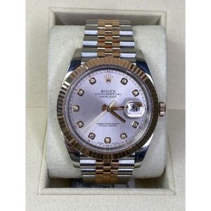 Rolex Datejust 126331 41mm Two-tone 18K Everose Gold & Steel Pink Champagne Diamond Dial Fluted Bezel 2018