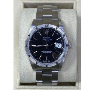 Rolex Date 15210 34mm Black Dial Index Markers Stainless Steel Complete With Papers 2006