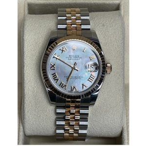 "Rolex Datejust 178271 31mm 18k Rose Gold Fluted Bezel MOP Dial with Rose Gold Roman Numeral Markers Two-tone 18k Rose Gold & Steel "